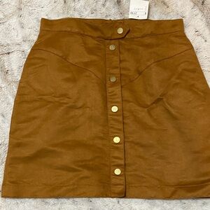 H&M Brown Button-Front Mini Skirt